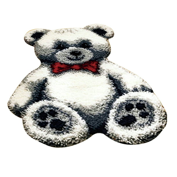Latch Hook Rug Making kits for Adults Bear Toy Cushion Embroidery White 